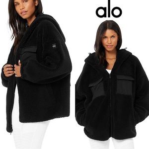 Alo yoga Sherpa teddy cargo jacket hoodie M